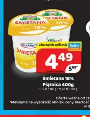 Śmietana Piątnica 18% promocja w Delfin