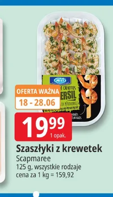 Szaszłyki z krewetek Scapmaree promocja w Leclerc