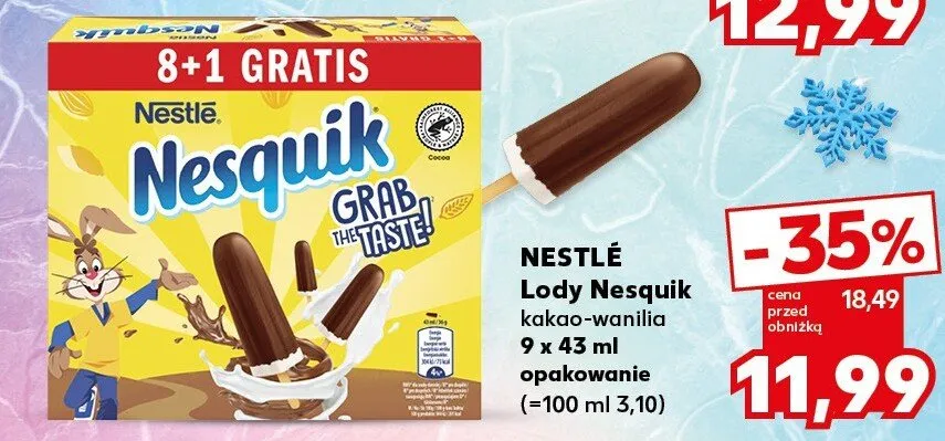 Lody Nesquik kakao-wanilia Nestlé 9x43ml promocja w Kaufland
