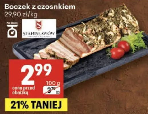 Boczek z czosnkiem Stanisławów promocja w Delikatesy Centrum
