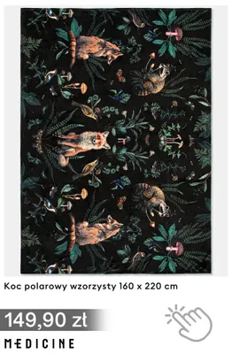 Koc polarowy wzorzysty 160x220 cm Medicine promocja w Medicine