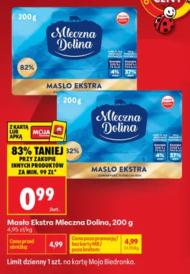 Masło Ekstra Mleczna Dolina promocja w Biedronka