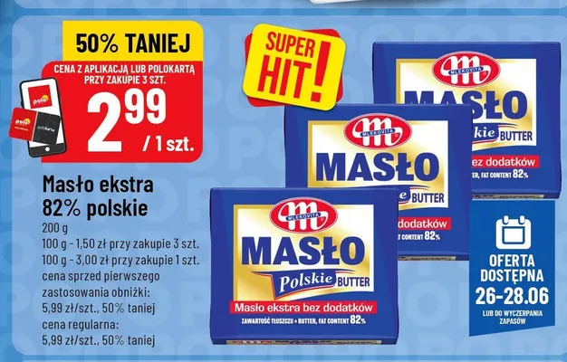 Masło ekstra 82% polskie Mlekovita promocja w POLOmarket