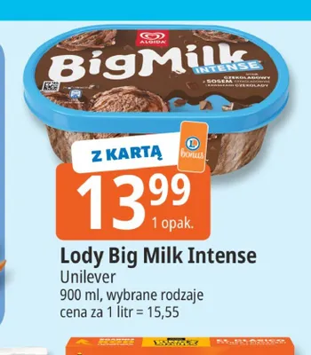 Lody Big Milk Intense promocja w Leclerc
