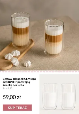 Zestaw szklanek CEMBRA GROOVE z podwójną ścianką bez ucha 0,35l promocja w Homla