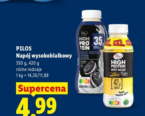Napój wysokobiałkowy Pilos o smaku ciasteczkowym promocja w Lidl