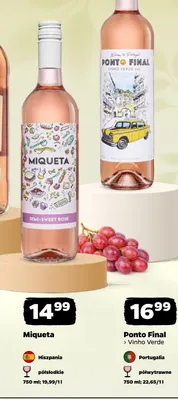 Wino różowe Ponto Final Vinho Verde półwytrawne Portugalia promocja w Netto