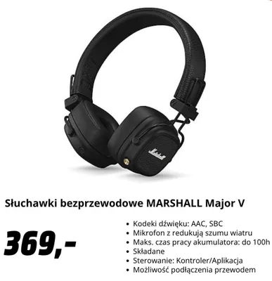 Słuchawki bezprzewodowe MARSHALL Major V promocja w Media Markt