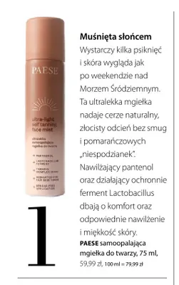 Samoopalająca mgiełka do twarzy Paese promocja w Hebe