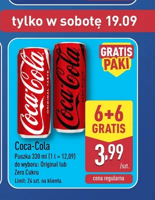 Napój gazowany Coca-Cola Zero Cukru promocja w Aldi