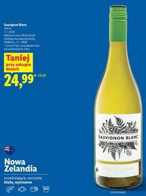 Wino białe wytrawne Sauvignon Blanc Nowa Zelandia promocja w Lidl