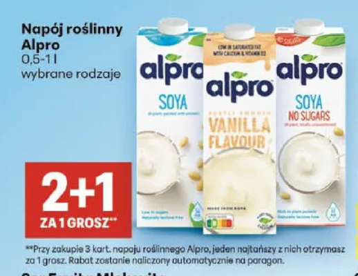 Napój roślinny Alpro Soya No Sugars promocja w Delikatesy Centrum