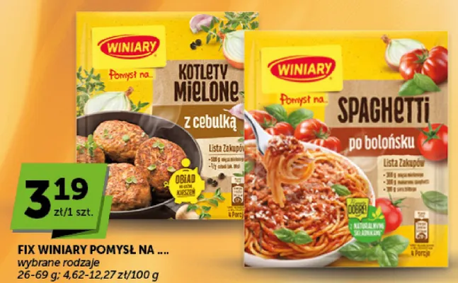 Fix Winiary Pomysł na spaghetti po bolońsku promocja w Euro Sklep