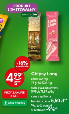 Chipsy Long różne rodzaje promocja w Żabka