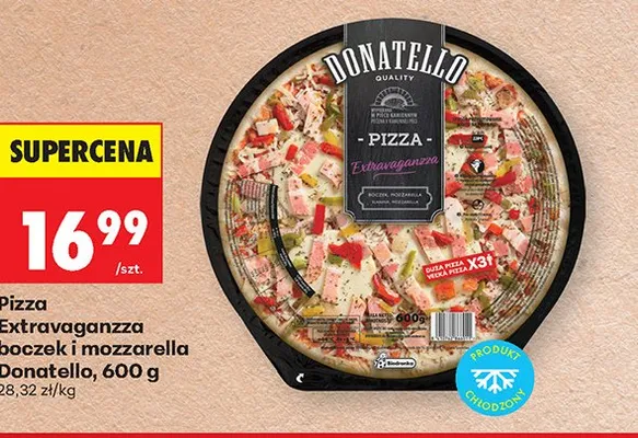Pizza Extravaganzza boczek i mozzarella Donatello promocja w Biedronka