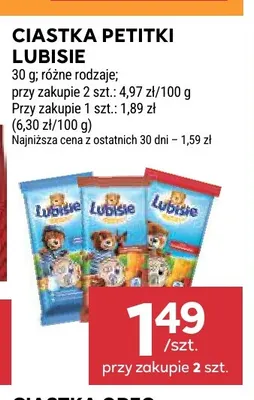 Ciastka Petitki Lubisie promocja w Stokrotka