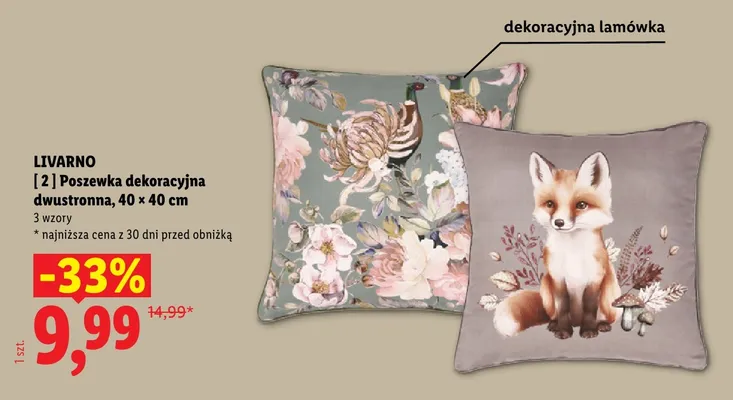 Poszewka dekoracyjna dwustronna 40x40 cm Livarno promocja w Lidl