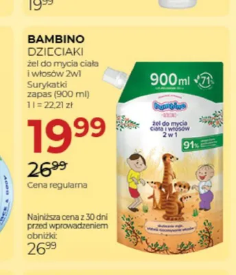Żel do mycia ciała i włosów 2w1 Bambino Dzieciaki Surykatki zapas promocja w Drogerie Jawa