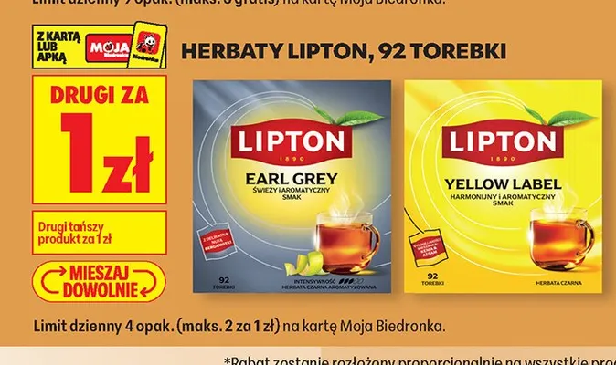 Herbata Earl Grey, 92 torebki promocja w Biedronka