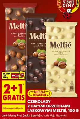 Czekolada mleczna z całymi orzechami laskowymi Meltié promocja w Biedronka