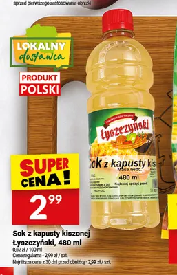 Sok z kapusty kiszonej Łyszczyński promocja w Twój Market