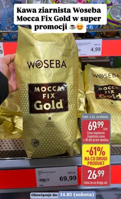 Kawa ziarnista Mocca Fix Gold promocja w Aldi