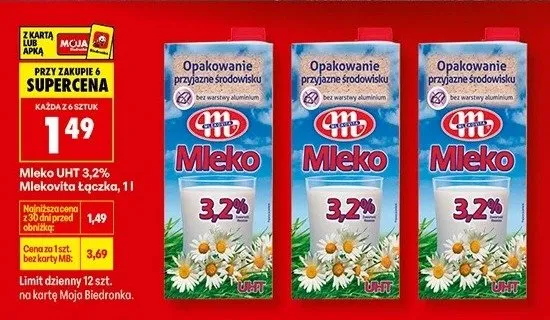Mleko UHT 3,2% promocja w Biedronka