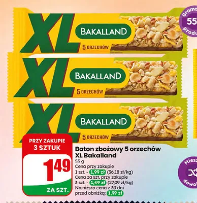 Baton zbożowy 5 orzechów XL Bakalland promocja w Dino