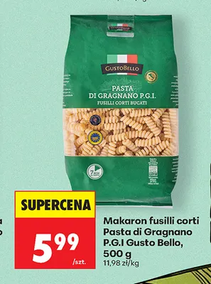 Makaron fusilli corti Pasta di Gragnano P.G.I. Gusto Bello promocja w Biedronka