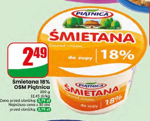 Śmietana 18% OSM Piątnica do zupy promocja w Dino