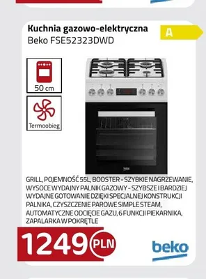 Kuchnia gazowo-elektryczna Beko FSE52323DWD promocja w kakto.pl