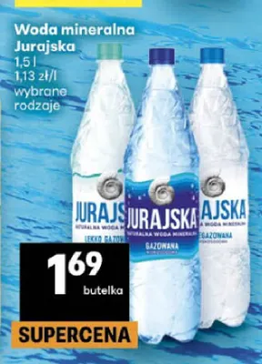 Woda mineralna gazowana Jurajska lekko promocja w Delikatesy Centrum