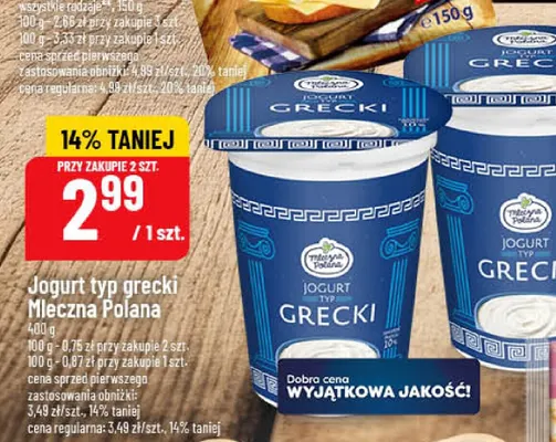 Jogurt typ grecki Mleczna Polana promocja w POLOmarket