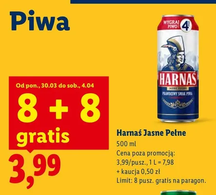 Piwo Jasne Pełne promocja w Lidl
