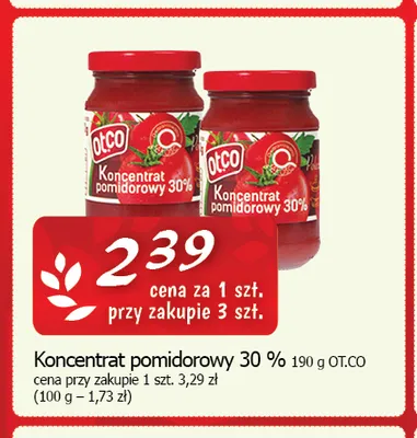 Koncentrat pomidorowy 30% Otco promocja w CEZAR Delikatesy