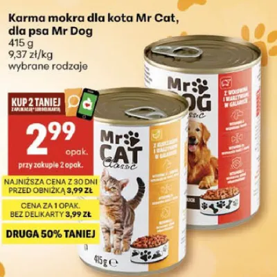 Karma mokra dla kota, dla psa promocja w Delikatesy Centrum