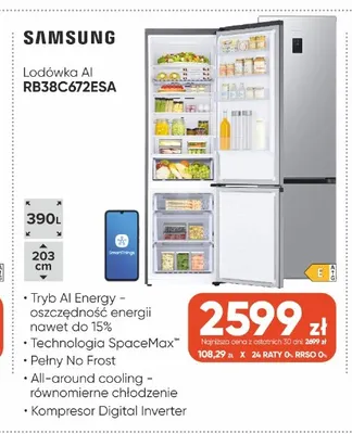 Lodówka Ai Samsung RB38C672ESA promocja w Max Elektro