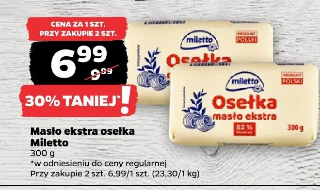 Masło ekstra osełka promocja w Netto