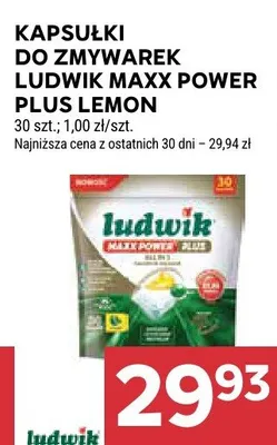 Kapsułki do zmywarki Ludwik Maxx Power Plus Lemon promocja w Stokrotka