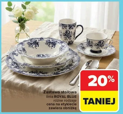 Zastawa stołowa cena na etykiecie zawiera obniżkę promocja w Carrefour Market