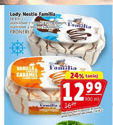Lody waniliowe z sosem kakaowym Nestle Familia promocja w Prim Market