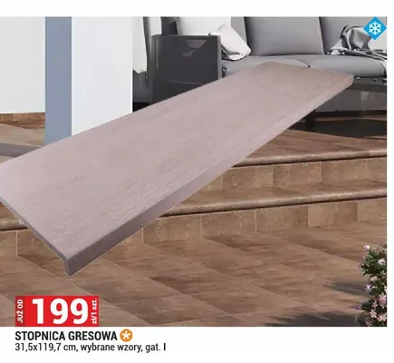 Stopnica gresowa 31,5x119,7 cm promocja w Merkury Market