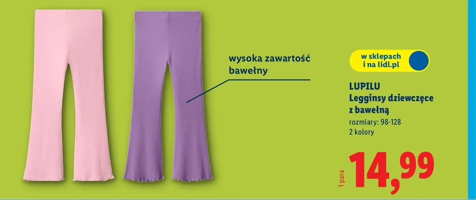 Legginsy dziewczęce z bawełną promocja w Lidl