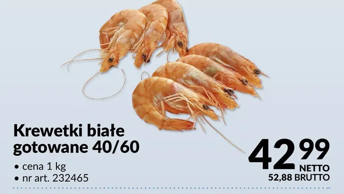 Krewetki białe gotowane 40/60 promocja w Makro