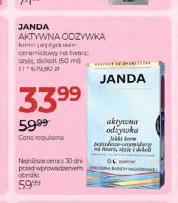 Krem do twarzy peptydowo-ceramidowy Janda Aktywna Odżywka promocja w Drogerie Jawa