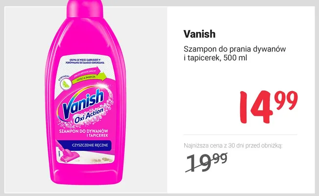 Szampon do prania dywanów i tapicerek Vanish Oxi Action promocja w Rossmann