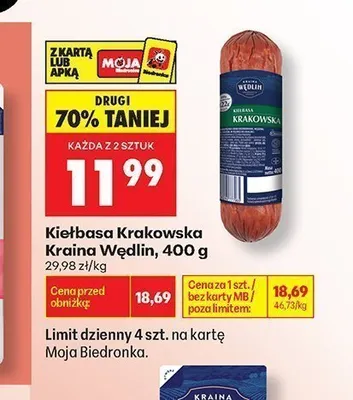 Kiełbasa Krakowska Kraina Wędlin promocja w Biedronka
