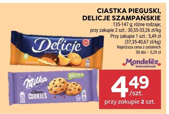 Ciastka pieguski, delicje, szampańskie promocja w Stokrotka