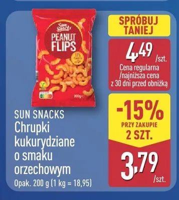 Chrupki kukurydziane o smaku orzechowym Sun Snacks promocja w Aldi