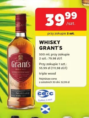 Whisky Grant's Triple Wood promocja w Stokrotka